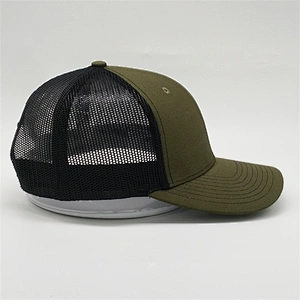Wholesale Green Embroidery Logo Snapback Cap Black Mesh Curved Bill Trucker Hats For Men