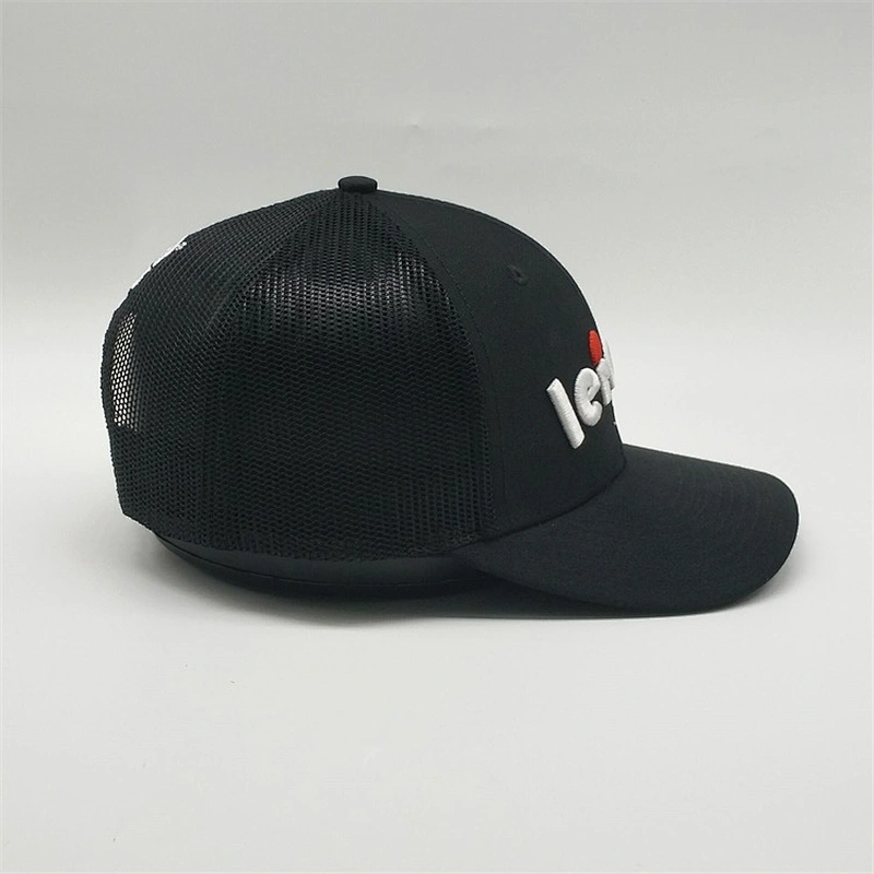 Custom 3D Embroidery Logo Running Truck Hat Black Cap,Women Men 6 Panel Trucker Mesh Material,Sublimation Fitted Outdoor Hats