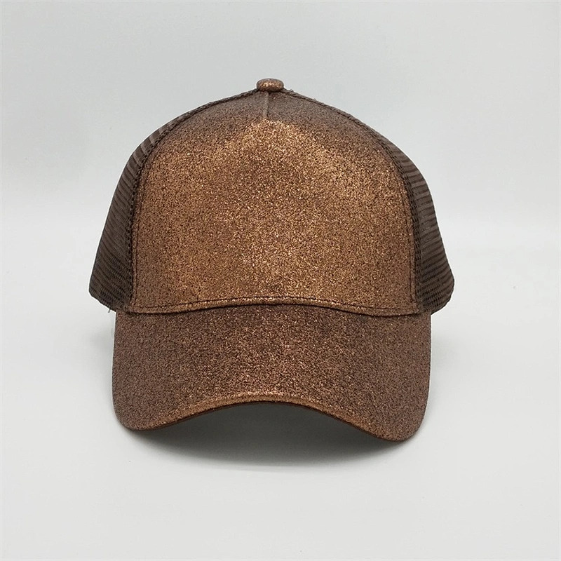 Personalized Summer Outdoor Custom Logo 5panel Monogram Glitter Ponytail baseball Trucker Hat Sport Caps
