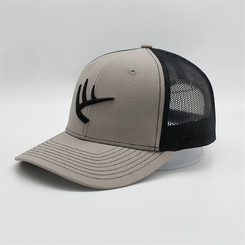 2019 Wholesale New Custom Black Mesh Hat,6 Panel Heather Grey Trucker Hats,3D Embroidery Logo Baseball Cap