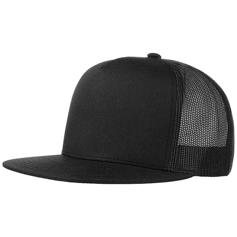 Guangzhou Factory Custom Meidiney Flat Billed Plain Blank Mesh Trucker Snapback Cap