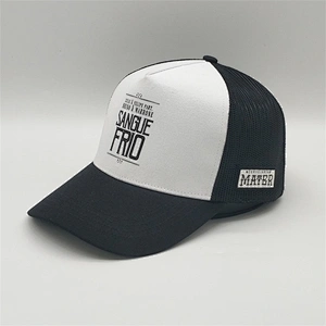 Custom 5 Panel Screen Printed Flat Brim Trucker Hat,White Trucker Cap Black Mesh,Personalized Trucker Caps