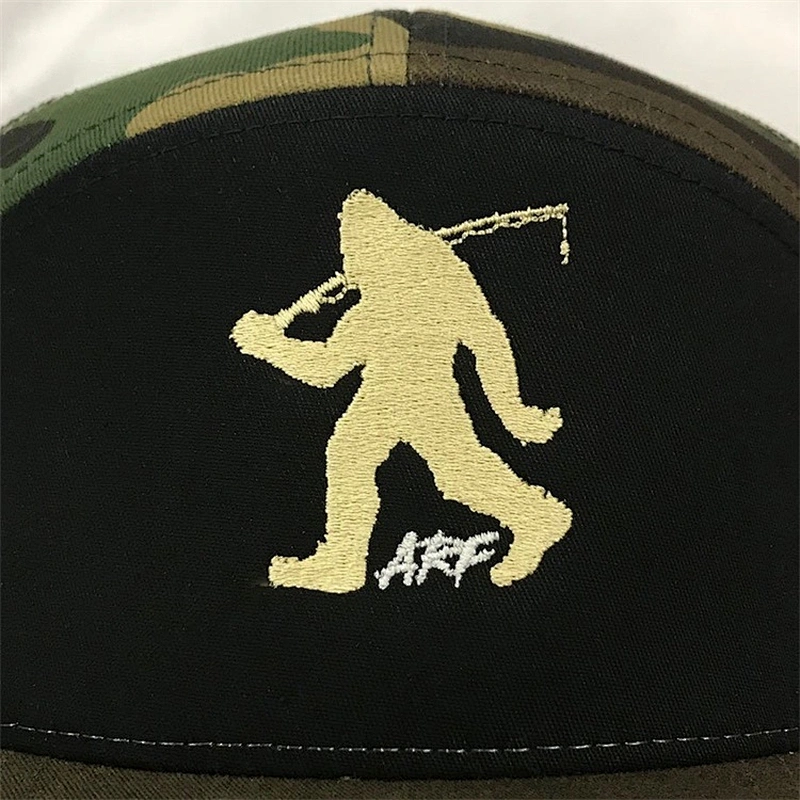 Custom Bigfoot Fishing Cotton 7 Panel Embroidered Camo Loden Outdoor Adjustable  Mesh Snapback Hats and Cap