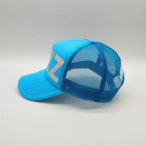 Wholesale Custom Made Types Snap Back Flat Brim Printing Half Mesh Trucker Hats Cap For Man
