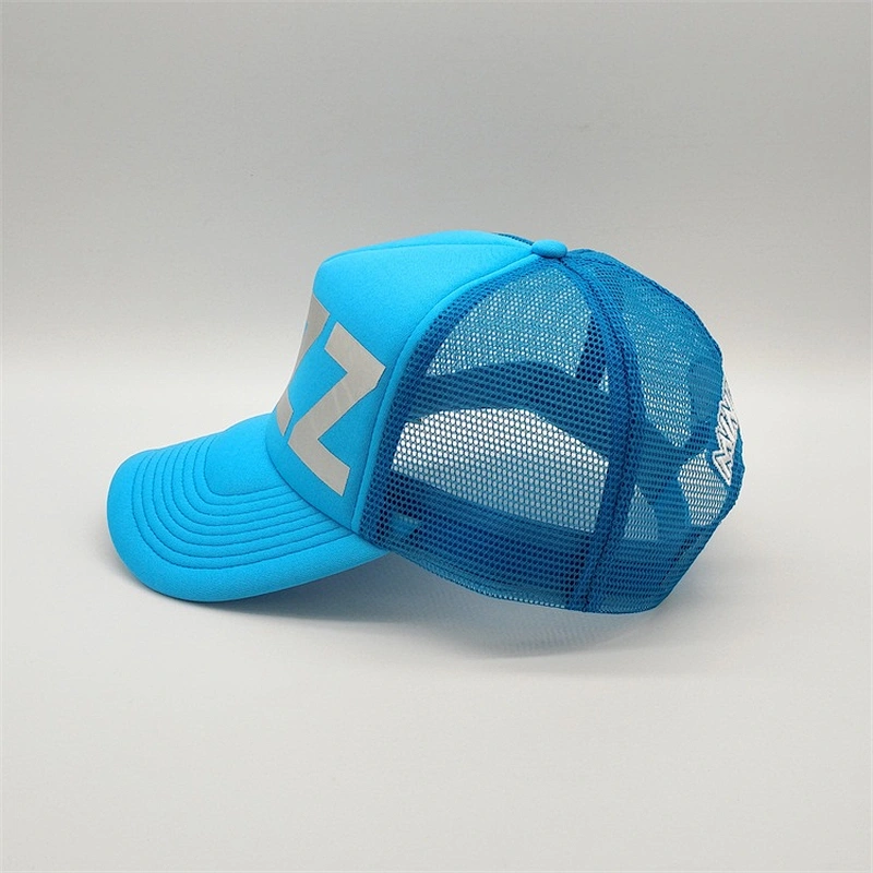 Wholesale Custom Made Types Snap Back Flat Brim Printing Half Mesh Trucker Hats Cap For Man