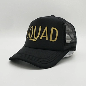 Custom Sublimation Hot Pink Mesh Hats,Black Screen Printed Foam Hat,Double Snap Back Closure Trucker Cap