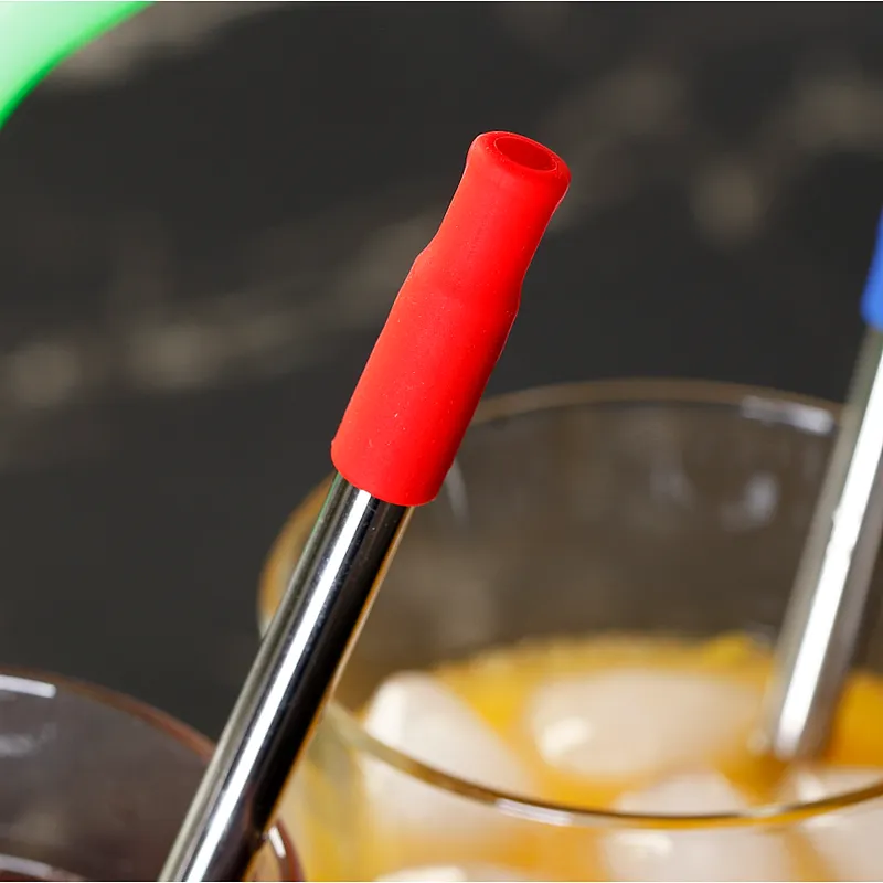 Stainless steel straw with silicone