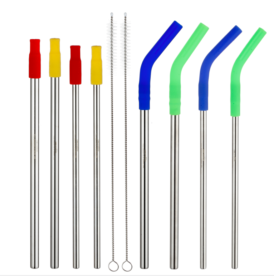 Stainless steel straw with silicone
