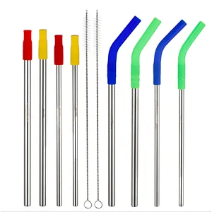 Stainless steel straw with silicone