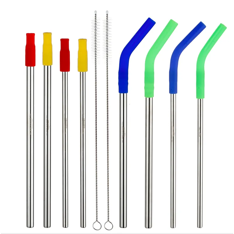 Stainless steel straw with silicone