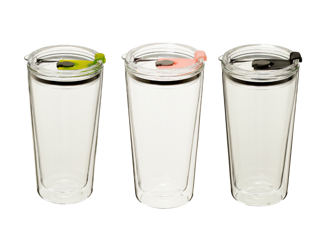 Double wall glass cup
