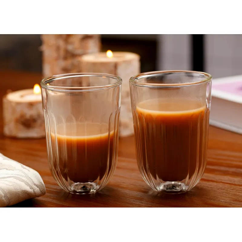 Double wall glass cup