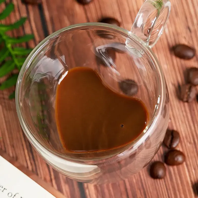 Double wall glass cup