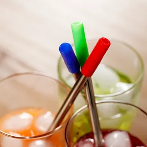 Stainless steel straw with silicone