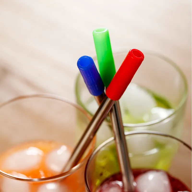 Stainless steel straw with silicone