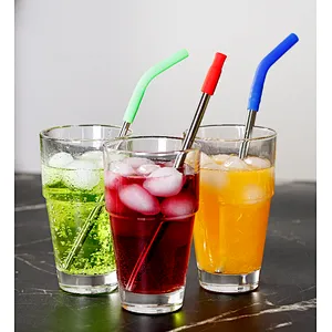 Stainless steel straw with silicone