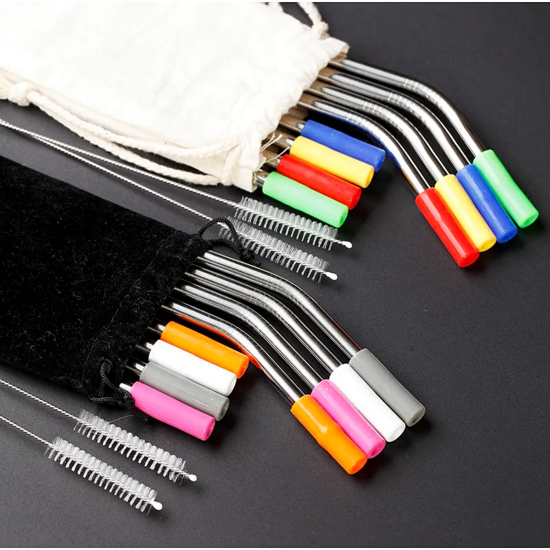 Stainless steel straw with silicone