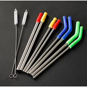 Stainless steel straw with silicone
