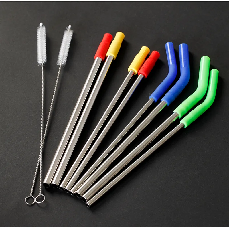Stainless steel straw with silicone