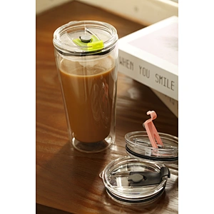 Double wall glass cup