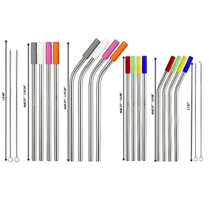 Stainless steel straw with silicone