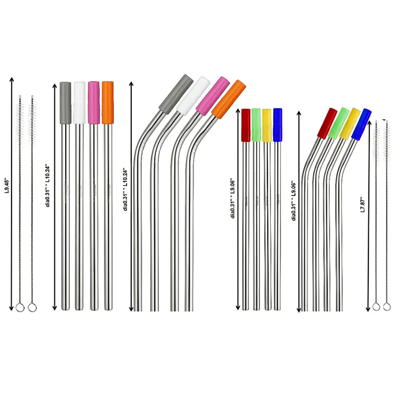 Stainless steel straw with silicone