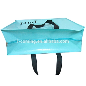 Laminated PP Woven Promotional Waterproof Eco Friendly Reusable Shopping Bag with Zipper