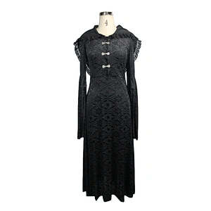 Witch cap and gown with plum button in front