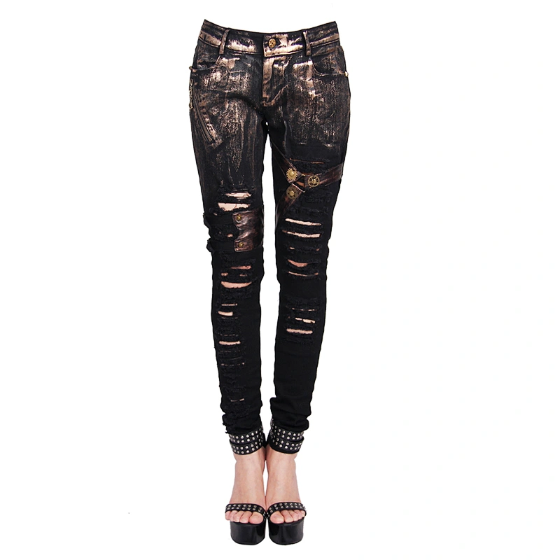 Ripped jeans with hot gold