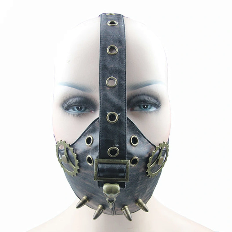Bronze-colored death bird head bones wear leather mask
