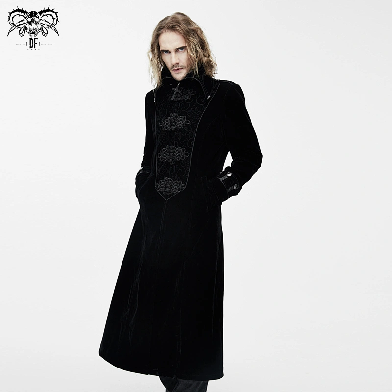 Front middle Mosaic plum plate buckle coat men