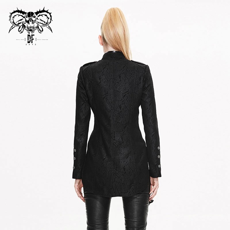 Short front and long back jacket with bark pattern for women