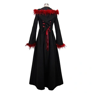 Goth hooded trumpet-sleeve woollen jacket