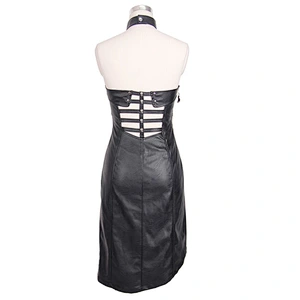 Hollowed-out dress with neck collar and waist hollowed-out dress
