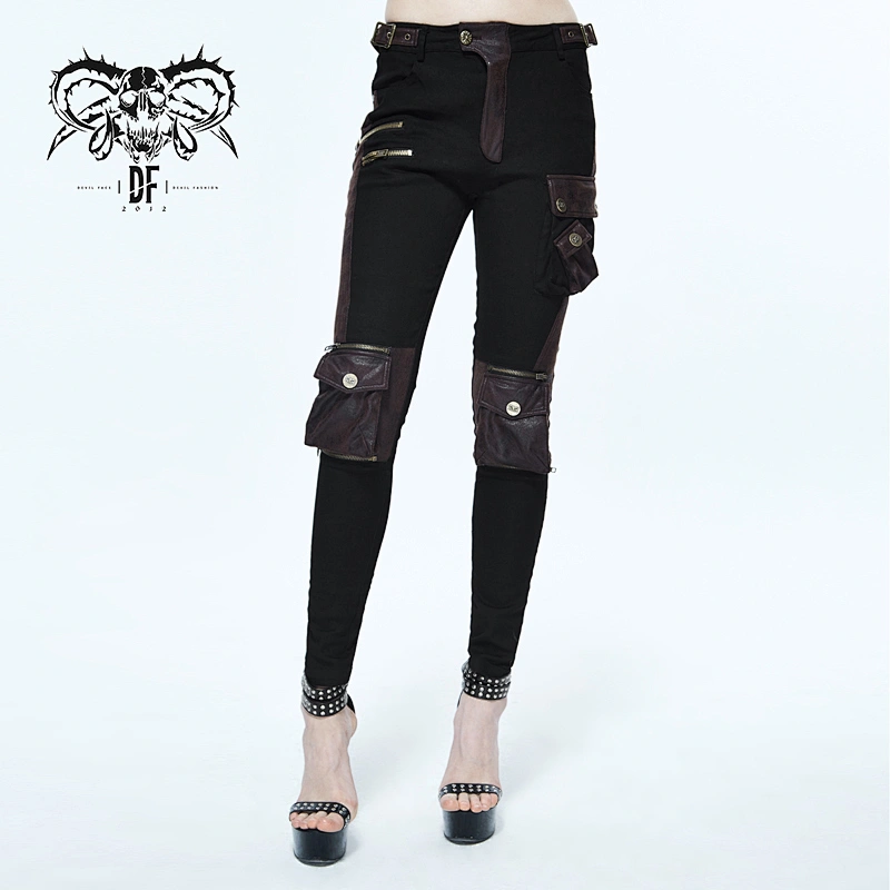 Knee detachable bag steampunk pants for women