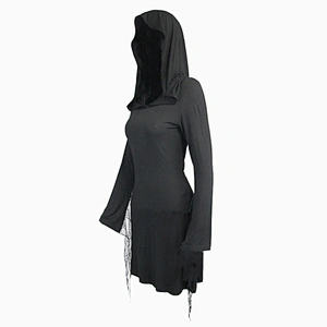 Asymmetrical cobweb dress with cuffs