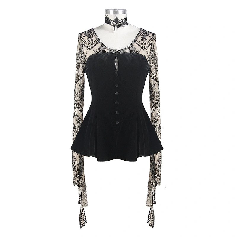 Low V bump skin lace T-shirt