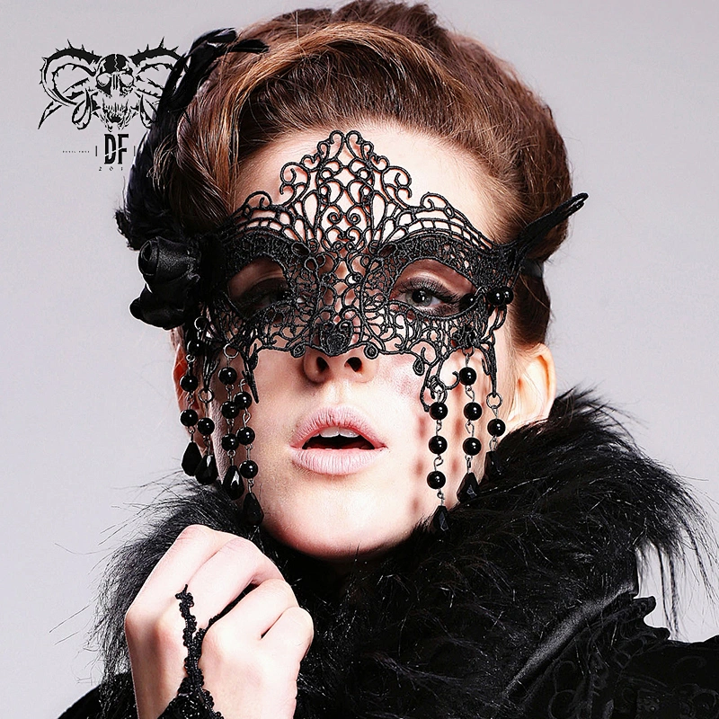 Gothic stereoscopic flower feather mask