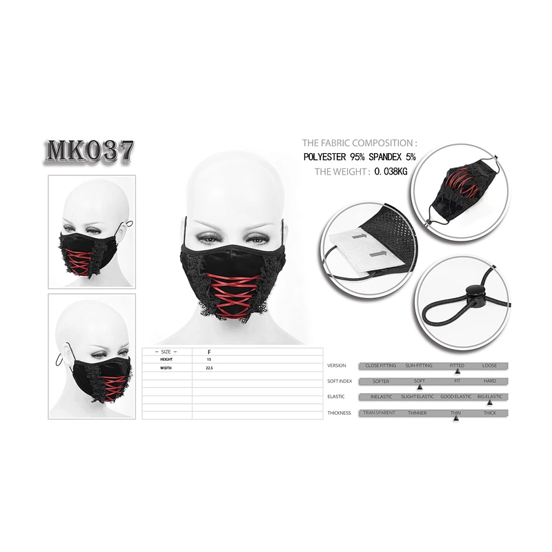 Black velvet lace with a red ribbon mask