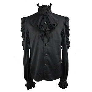 SHT03301 Devil fashion Gothic party noble black flounces sleeves Paisley jacquard men shirts