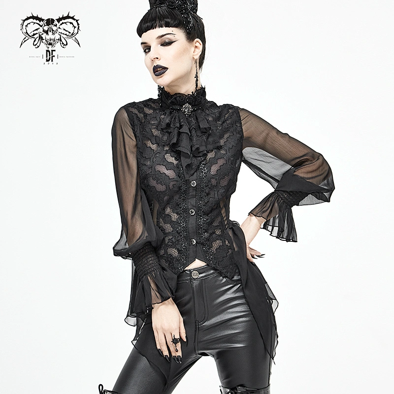 AS08001 Devil fashion sexy ladies black size adjusted Gothic diamond chiffon lace bow tie