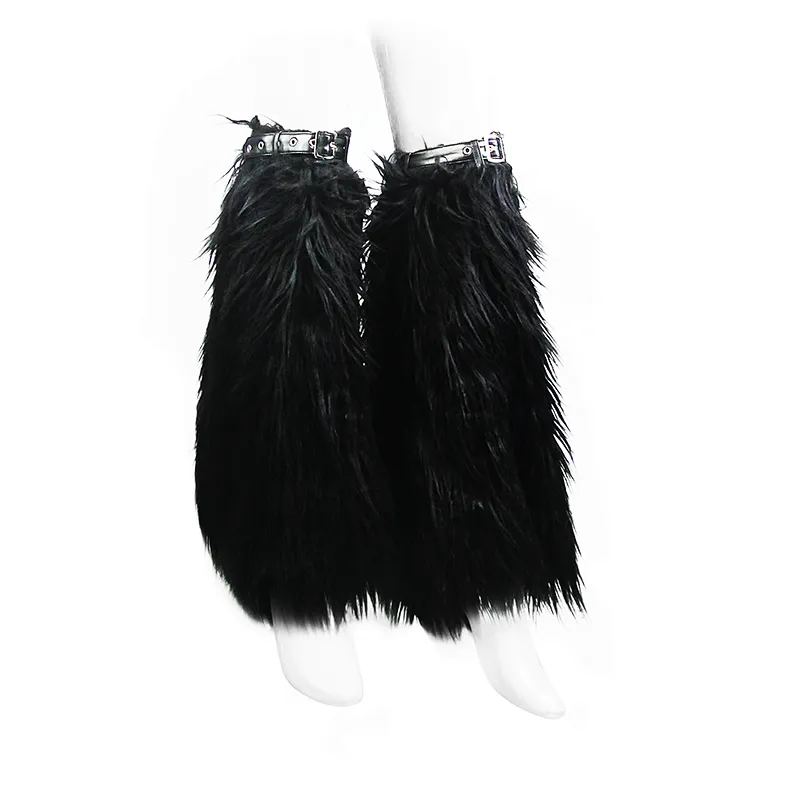 AS039 Devil fashion black women gothic and punk fur leg warmers for boots