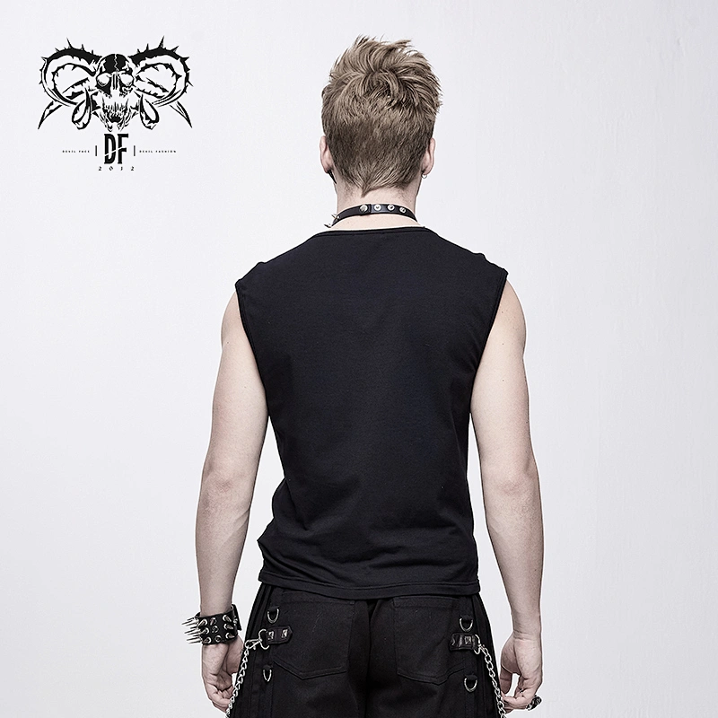 TT126 see through coarse grain woolen tied with rope cotton sleeveless laced up men vest