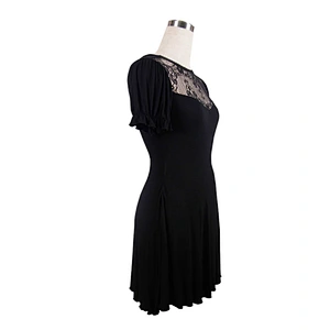 TT019 Summer classic style over hip short bubble sleeve sexy ladies gothic patterned lace T-shirt