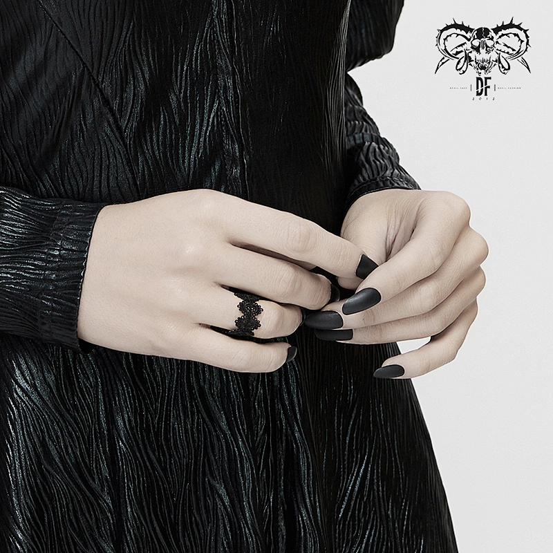 AS075 adjusted sexy ladies decorative carved Gothic patterned black alloy ring