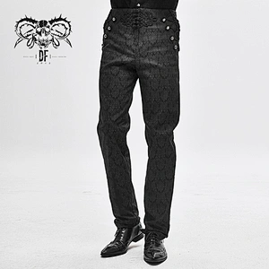 PT116 Devil fashion chinese frog Gothic pattern printed men trousers with ribbons