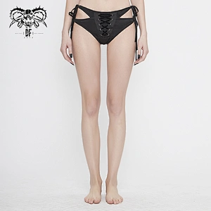 SST004 summer beach tied with rope hollow out punk women black bandage swimming trunks