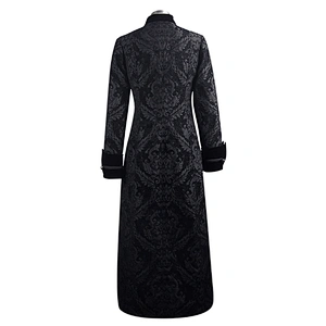CT107 winter black jacquard metal buckle gothic patterned velveteen long men coat