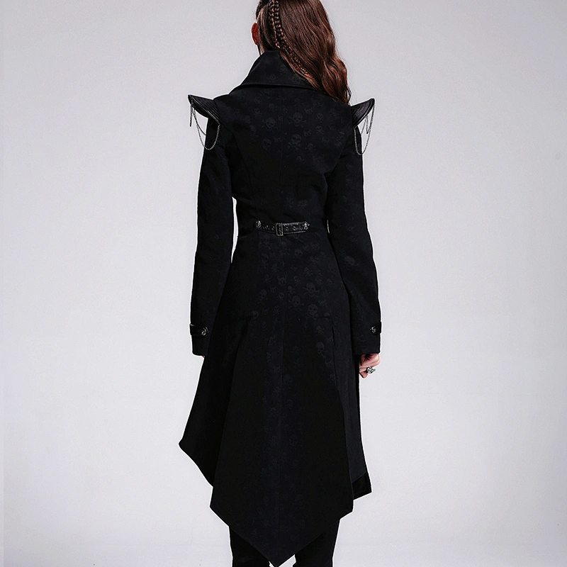 CT014 Devil fashion skull printing adjustable loops warrior punk women long coats