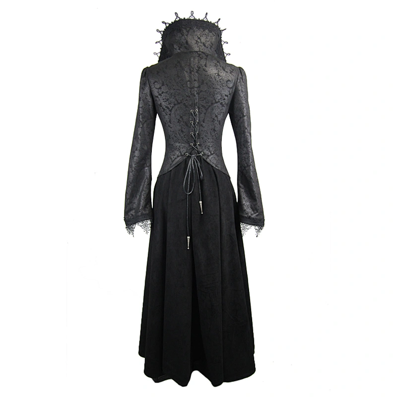 CT07301 Devil fashion Paisley dark patterned high collar black wings embroidery gothic women dress coats